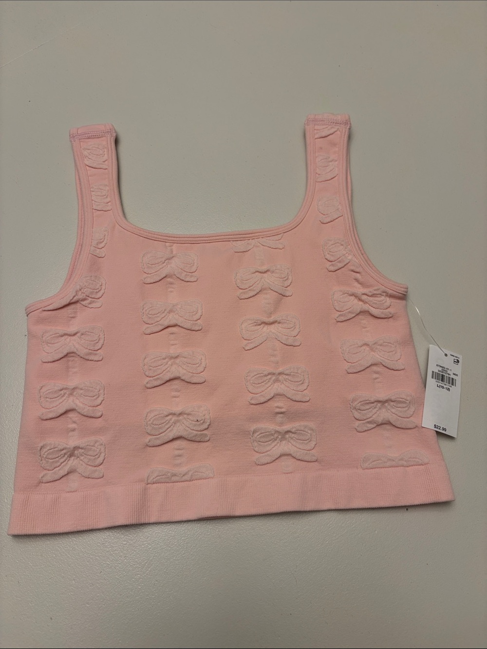 Old Navy Light Pink Bow Applique Knit Tank Top